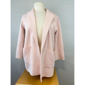 Women's J.Crew XS Cardigan Cotton Merino Wool Blend Pink Open Thick Knit Solid